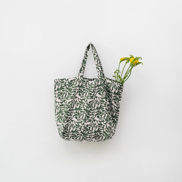 linen tales Evergreen Damask Linen Big Bag