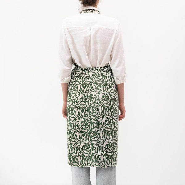Linen Tales Evergreen Damask Linen Chef Apron