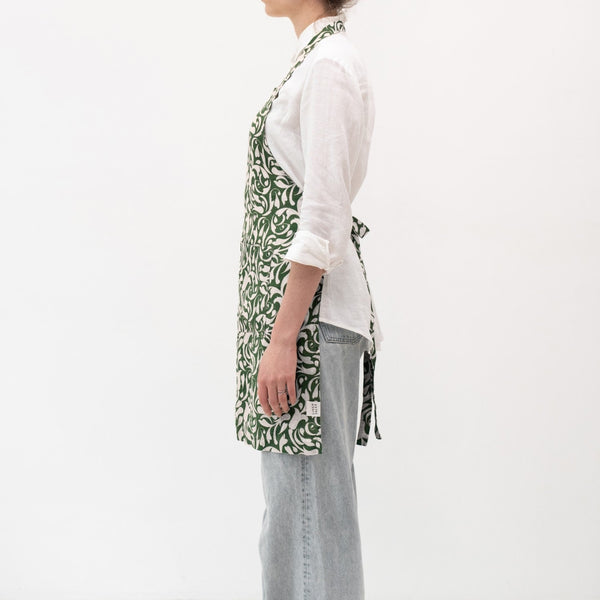 Linen Tales Evergreen Damask Linen Daily Apron