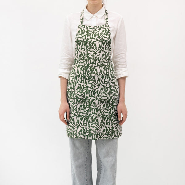 Linen Tales Evergreen Damask Linen Daily Apron