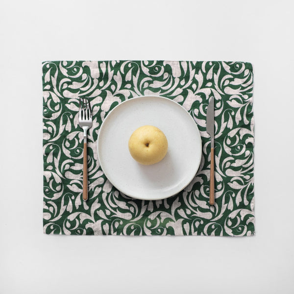 linen tales Evergreen Damask Linen Placemat