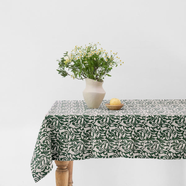 linen tales Evergreen Damask Linen Tablecloth