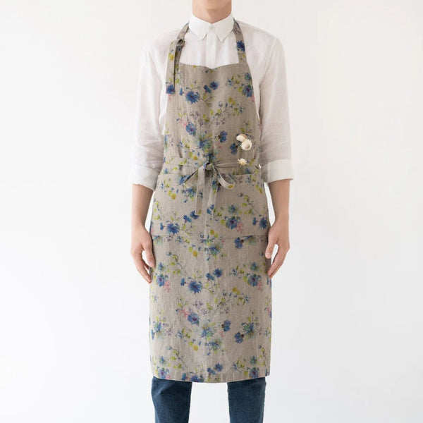 linen tales Flowers on Natural Linen Chef Apron