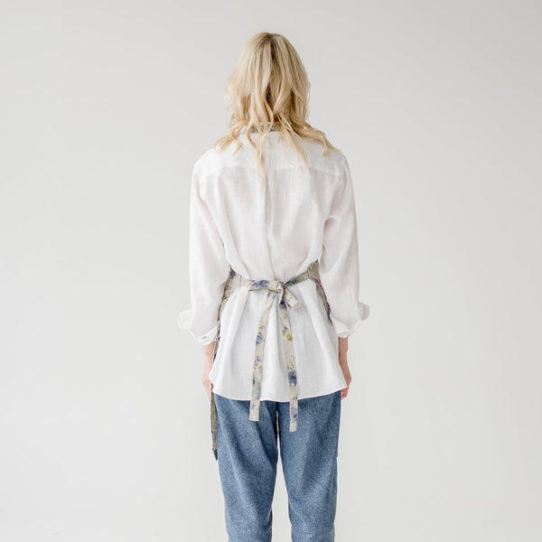 Linen Tales Flowers On Natural Linen Daily Apron