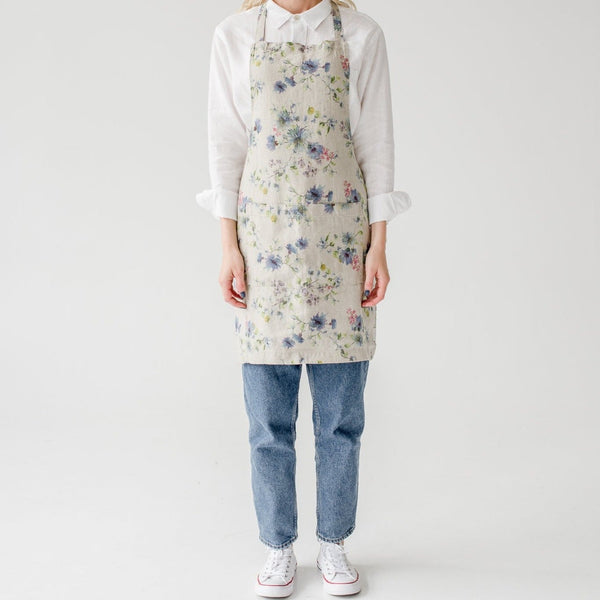 linen tales Flowers on Natural Linen Daily Apron