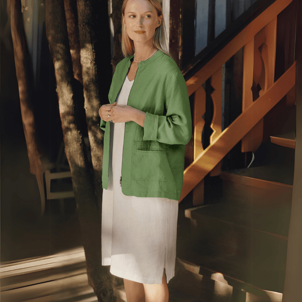 linen tales Foliage Green Linen Cherry Tree Jacket