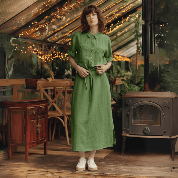linen tales Foliage Green Linen Linden Dress