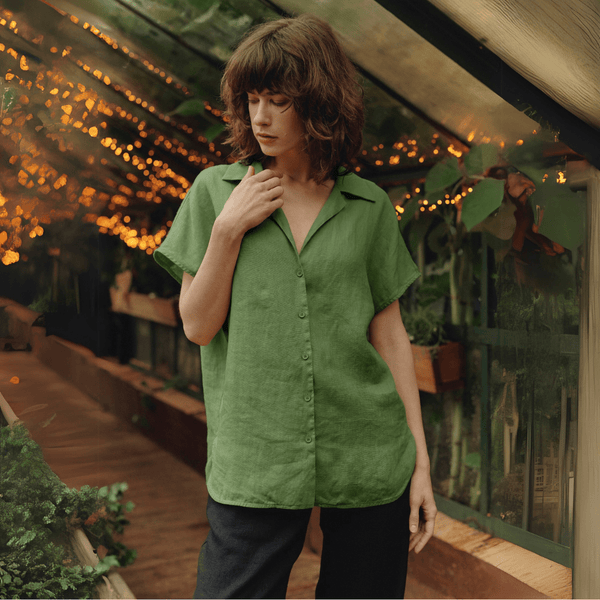 linen tales Foliage Green Linen Melody Shirt