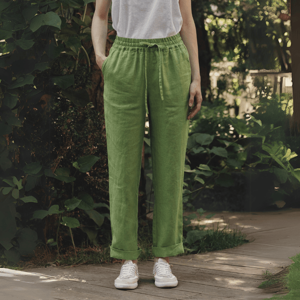 linen tales Foliage Green Linen Octave Trousers