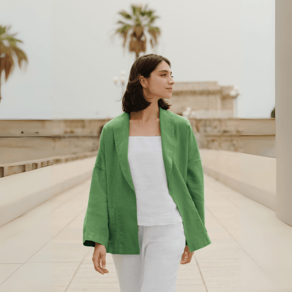 linen tales Foliage Green Linen Sonata Jacket