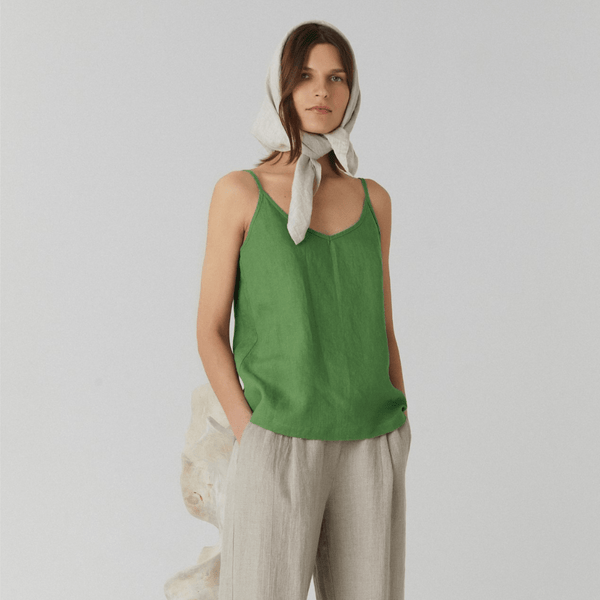 linen tales Foliage Green Linen Star Top
