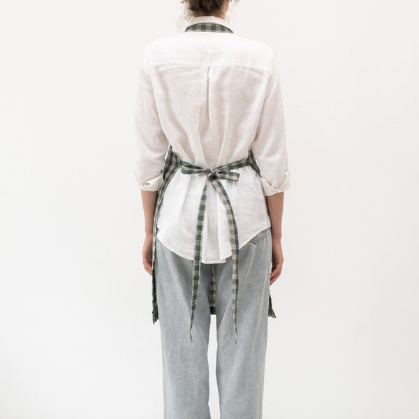 Linen Tales Forest Green Gingham Linen Daily Apron