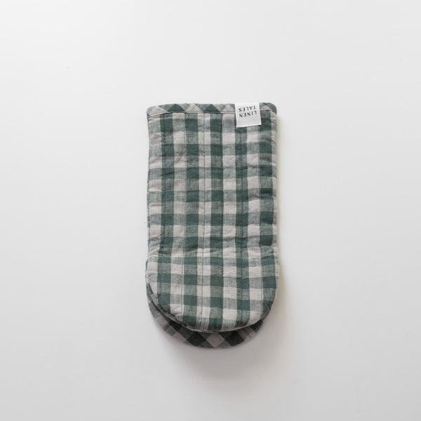 linen tales Forest Green Gingham Linen Oven Mitt