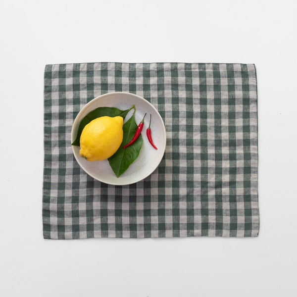 linen tales Forest Green Gingham Linen Placemat