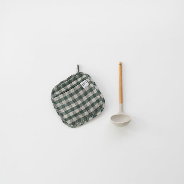 linen tales Forest Green Gingham Linen Potholder