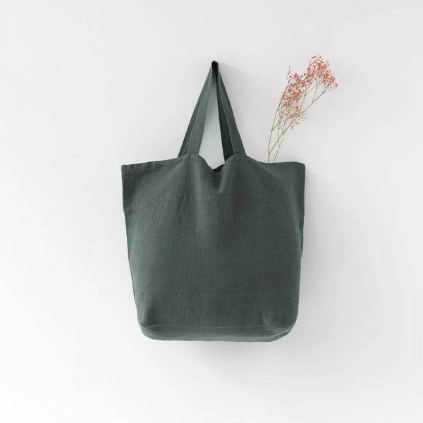 linen tales Forest Green Linen Big Bag