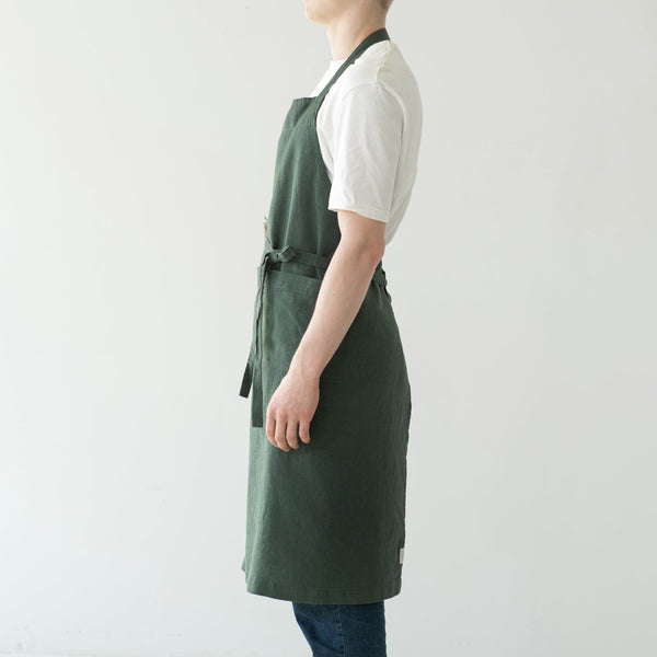 Linen Tales Forest Green Linen Chef Apron