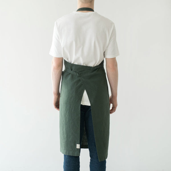 Linen Tales Forest Green Linen Chef Apron