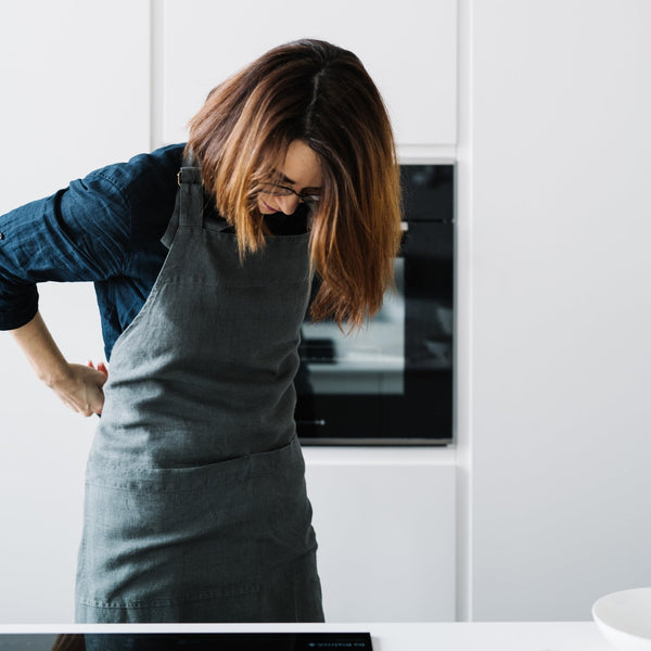 Linen Tales Forest Green Linen Chef Apron