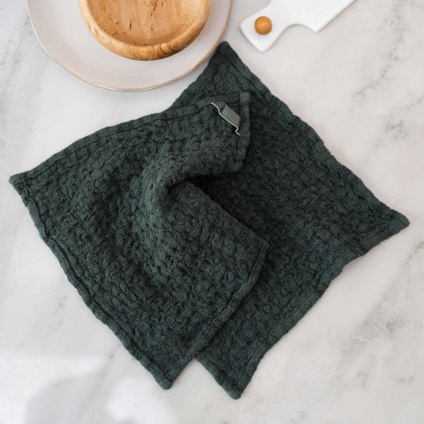Linen Tales Forest Green Linen Dishcloth Set Of 2