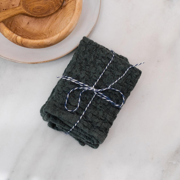 linen tales Forest Green Linen Dishcloth Set of 2