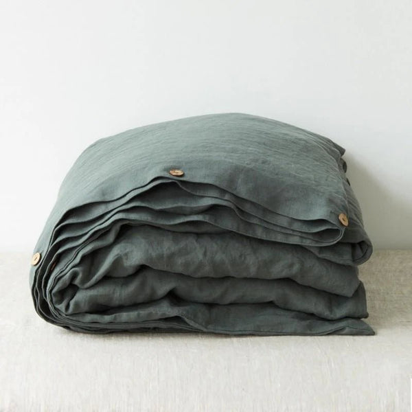 linen tales Forest Green Linen Duvet Cover