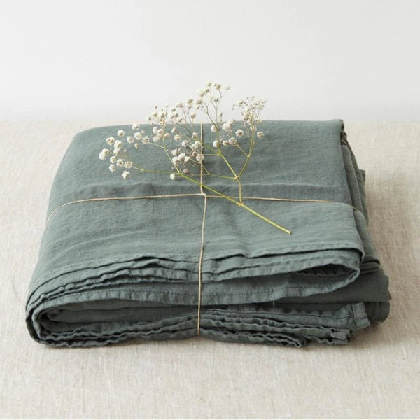 linen tales Forest Green Linen Flat Sheet
