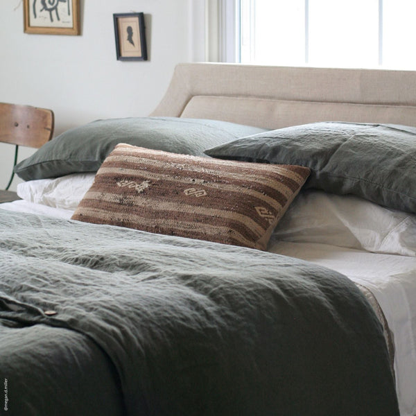 Linen Tales Forest Green Linen Pillowcase