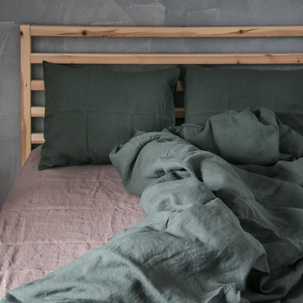 Linen Tales Forest Green Linen Pillowcase