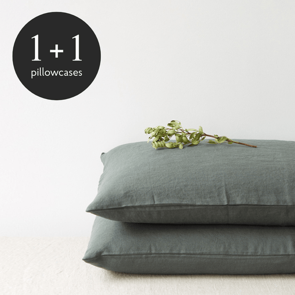 linen tales Forest Green Linen Pillowcase