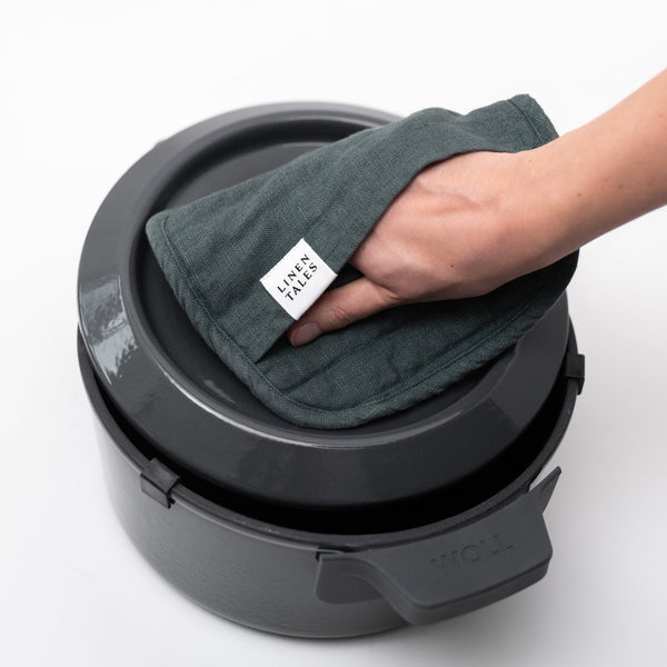 Linen Tales Forest Green Linen Potholder