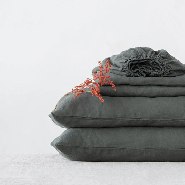 linen tales Forest Green Linen Sheet Set