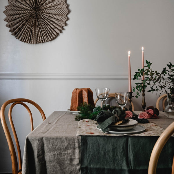Linen Tales Forest Green Linen Table Runner