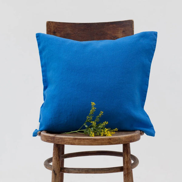 linen tales French Blue Linen Cushion Cover