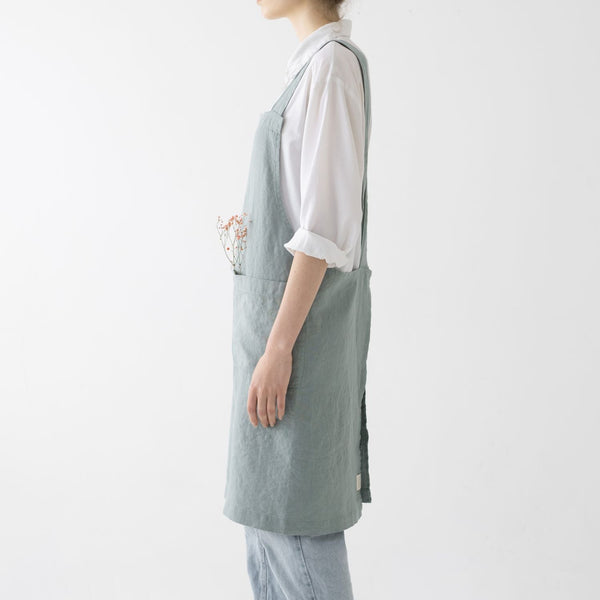 Linen Tales Green Milieu Linen Crossback Apron