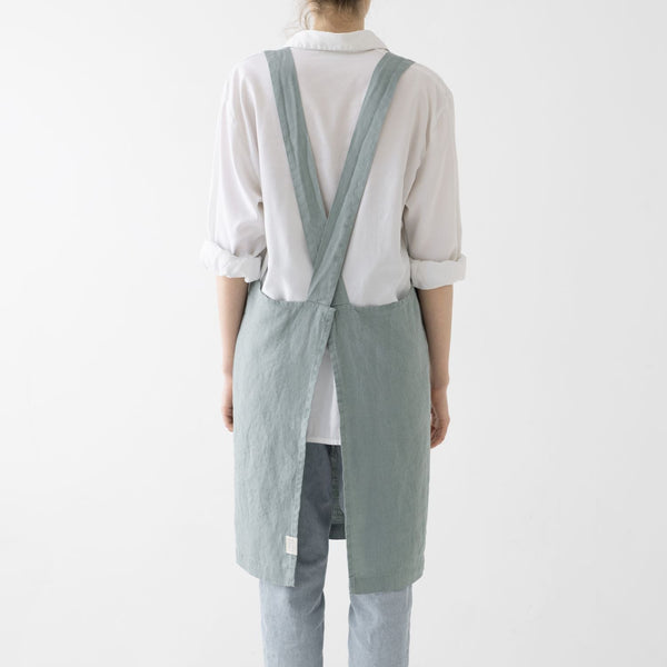 Linen Tales Green Milieu Linen Crossback Apron