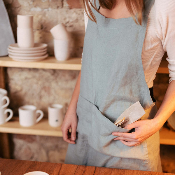 Linen Tales Green Milieu Linen Crossback Apron