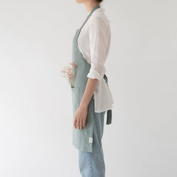 Linen Tales Green Milieu Linen Daily Apron