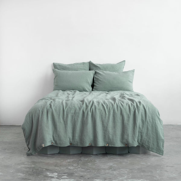 linen tales Green Milieu Linen Duvet Cover Set