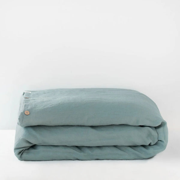 linen tales Green Milieu Linen Duvet Cover