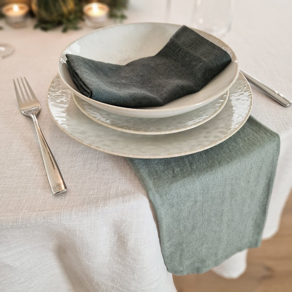 Linen Tales Green Milieu Linen Napkins Set Of 2