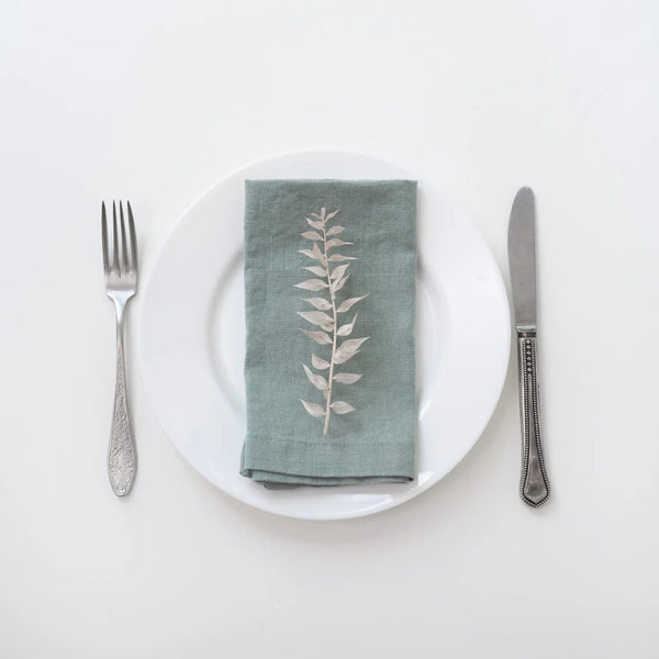 Linen Tales Green Milieu Linen Napkins Set Of 2