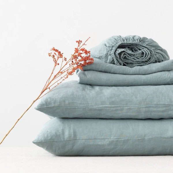 linen tales Green Milieu Linen Sheet Set