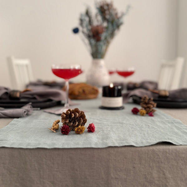 Linen Tales Green Milieu Linen Table Runner
