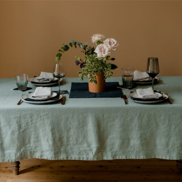 Linen Tales Green Milieu Linen Tablecloth