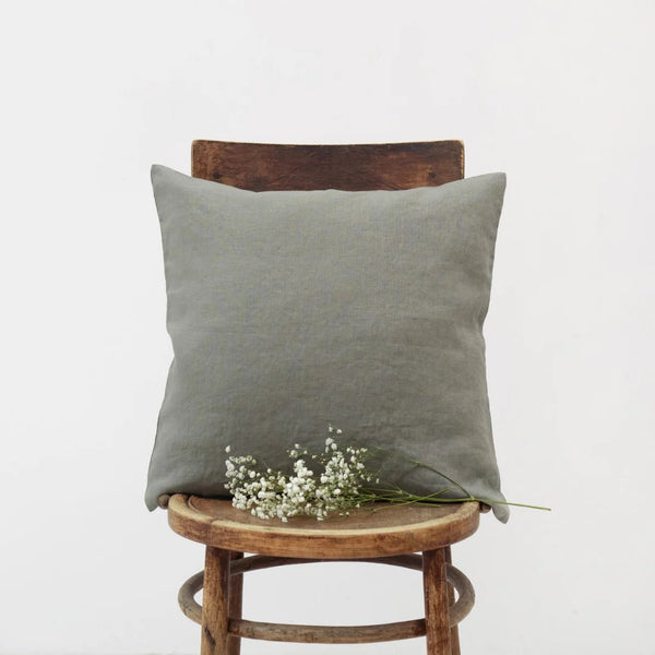 linen tales Khaki Linen Cushion Cover