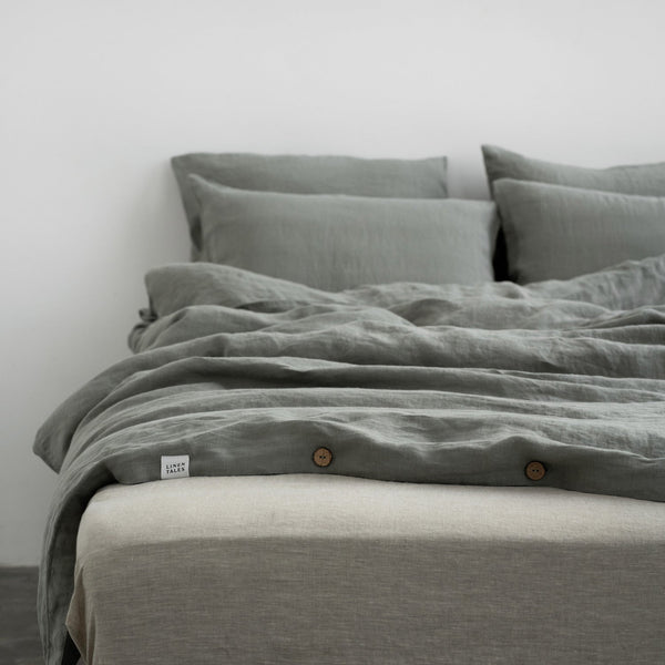 Linen Tales Khaki Linen Duvet Cover Set