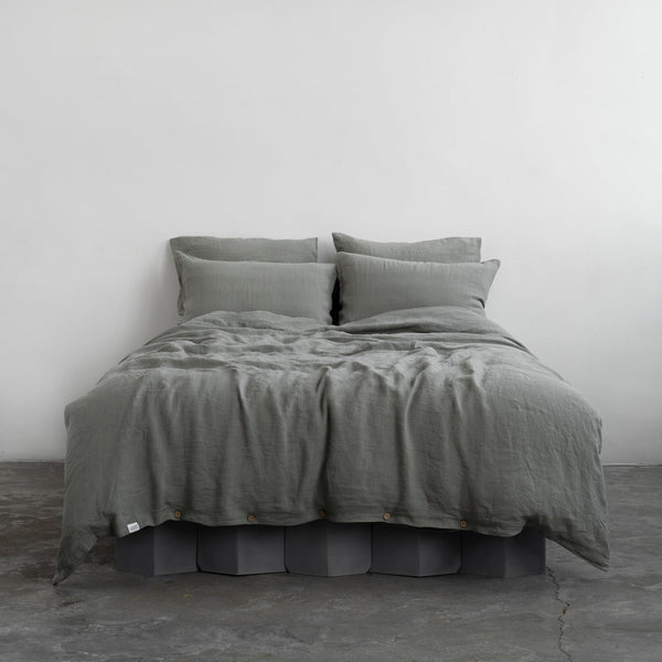 Linen Tales Khaki Linen Duvet Cover Set