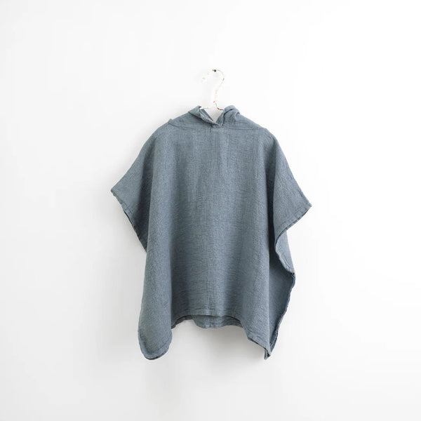 linen tales Kids Blue Fog Linen Fine Waffle Poncho