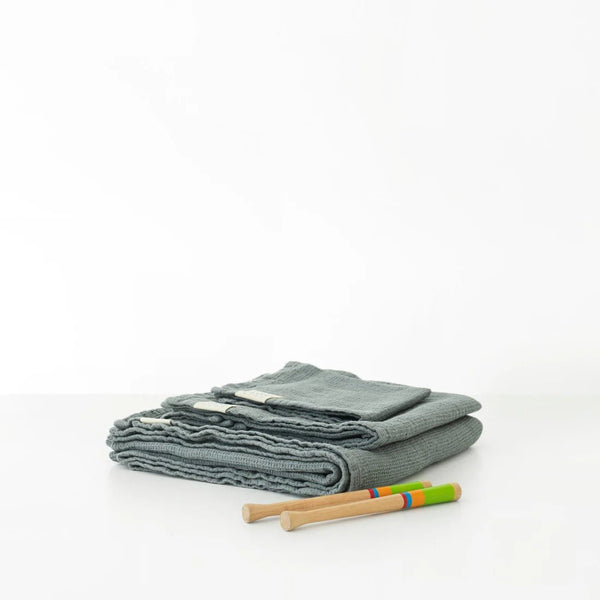 linen tales Kids Blue Fog Linen Fine Waffle Towel